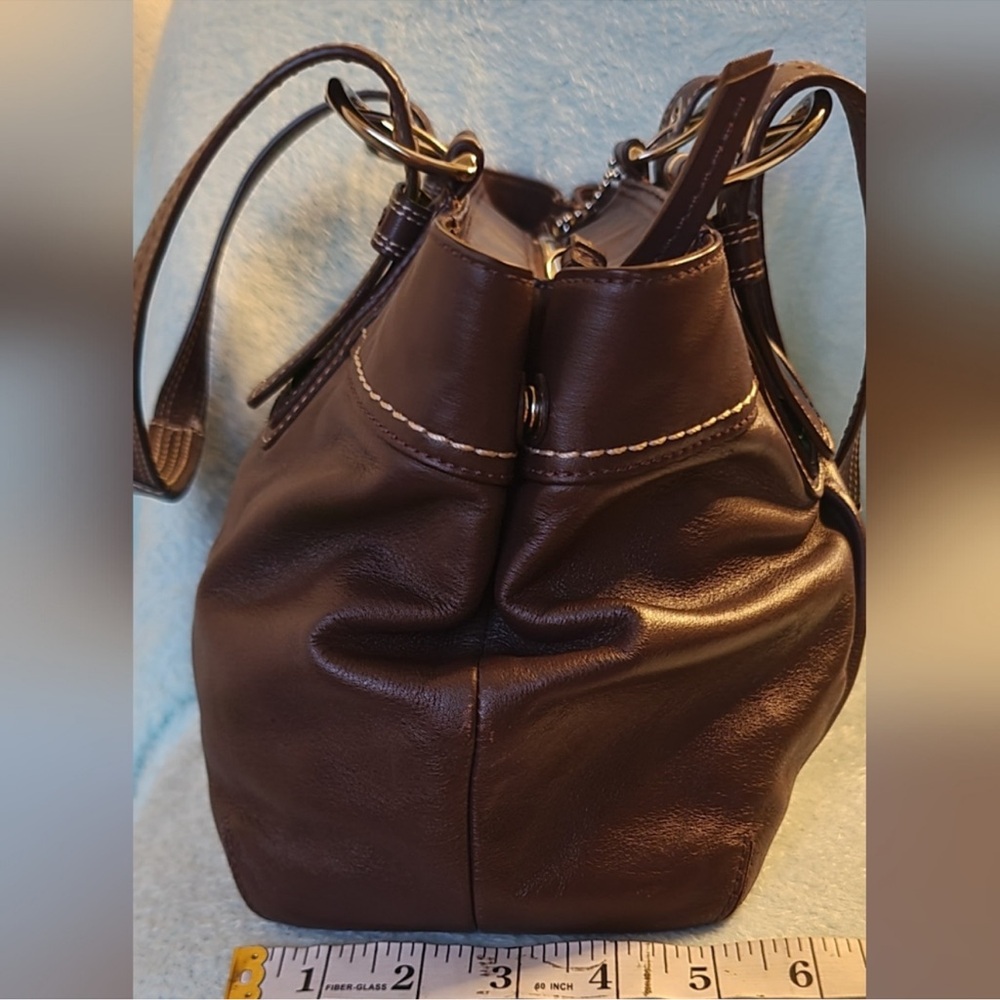 Coach SoHo Pleated Vintage Brown Leather Shoulder Bag - Picture 8 of 14